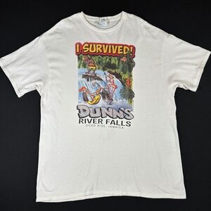 Dunn's River Falls I Survived T Shirt 2XL‎ White Jamaica Souvenir Babe Ocho Rios